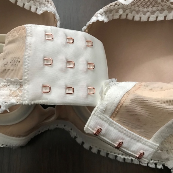 NWT Aerie Boho Real Power Plunge Push Up Joy Lace Trim Bra 34C Cream Flower - Picture 6 of 10